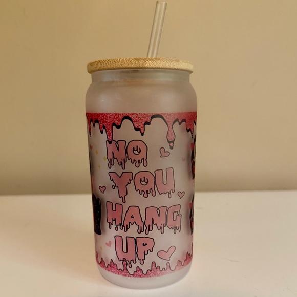 Ghost Face Frosted Glass Tumbler with Straw - Picture 2 of 3